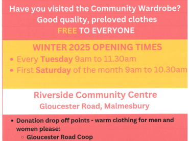 Malmesbury Community Wardrobe - Winter Opening 25